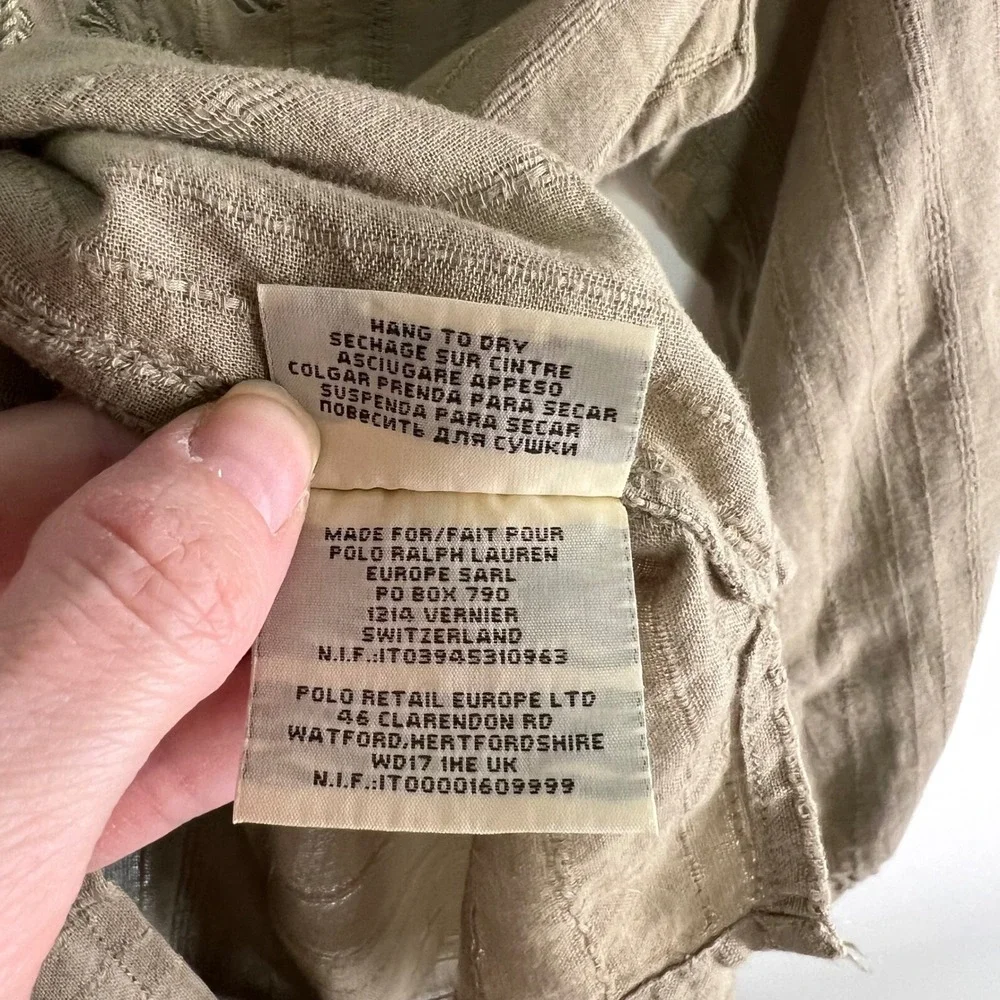 Denim & Supply Ralph Lauren Khaki Green Embroidered Cotton Peasant Blouse Large - Picture 7 of 9